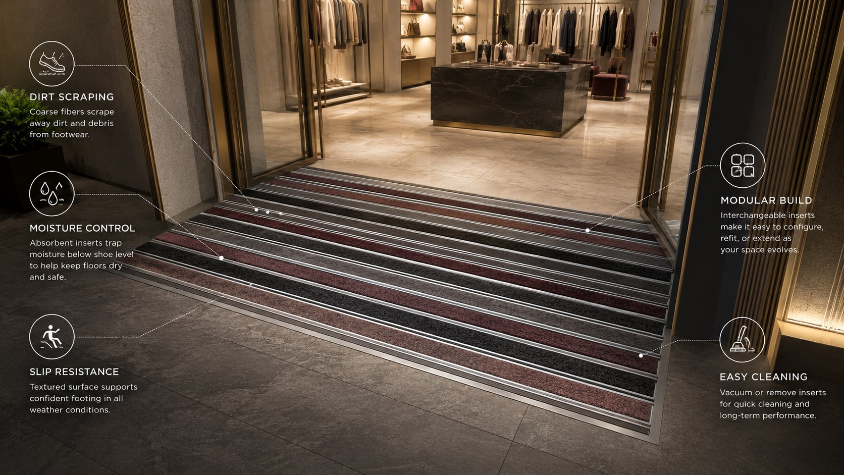 Nova Aluminium Mat installed at a threshold - Delta Solutions